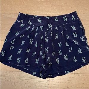 Gemma blue silk lined sea horse shorts sz S